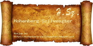 Hohenberg Szilveszter névjegykártya